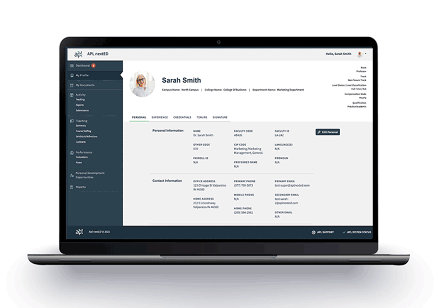 Academic leader using APL nextED