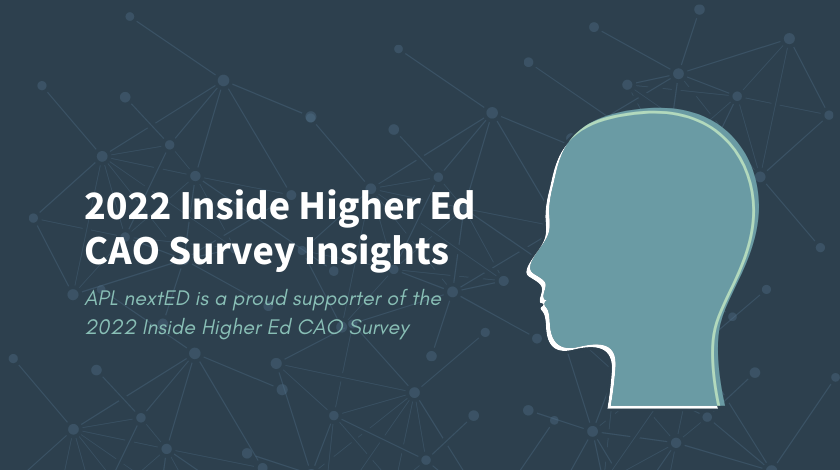 2022 Inside Higher Ed CAO Survey Insights, APL nextED is proud to sponsor the 2022 Survey